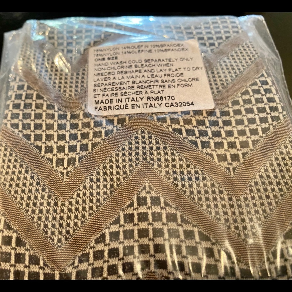 Anthropologie Black Tan/Gold Zig Zag Tights Italy